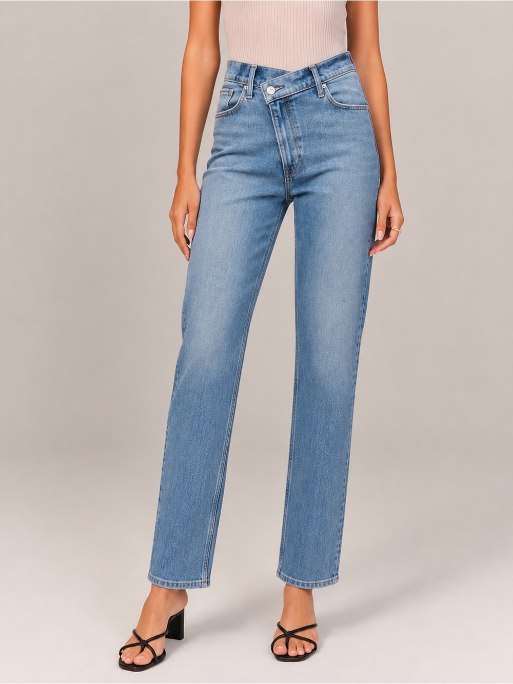 Abercrombie & Fitch 90s Straight Crossover Waist Jeans 27 XL Curve Love Blue